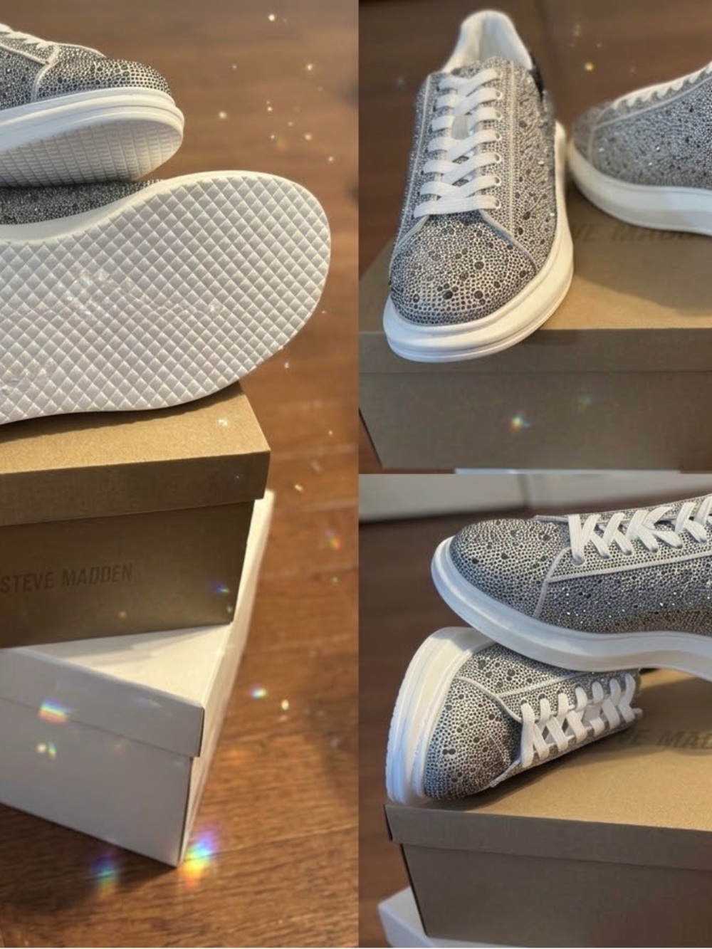 Steve Madden Men’s Silver Glitter Low-Top Sneakers
